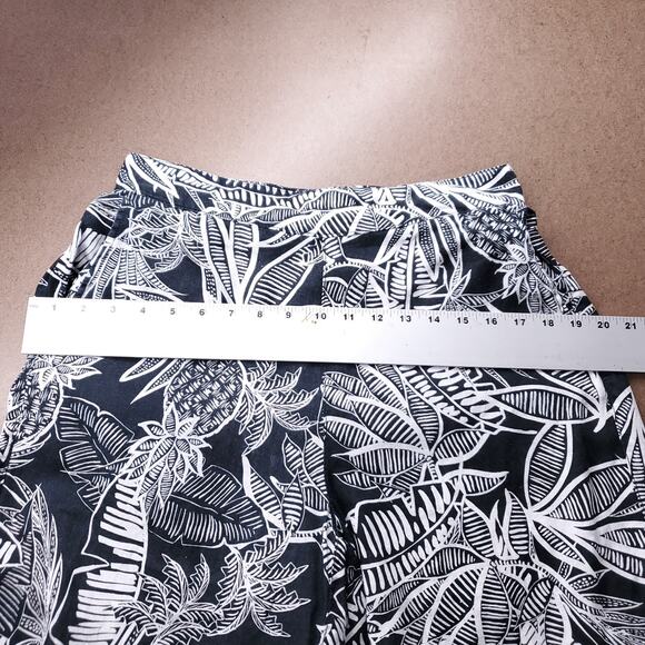 Christian Siriano Pants Women M B&W Linen Tropical Wide Leg Casual Boho Resort - Picture 5 of 10